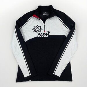 NEWLAND Sweater 1/4 Zip Ski Base Layer Made In ITALY Black Womens Sz XL Read*